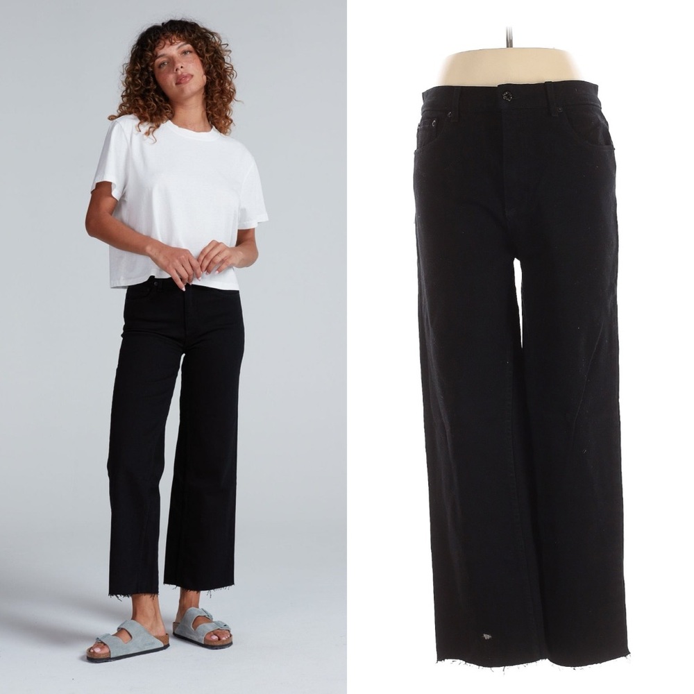 ASKK Ny Black Cropped Distress Hem Jeans Black Sz 31 NWT